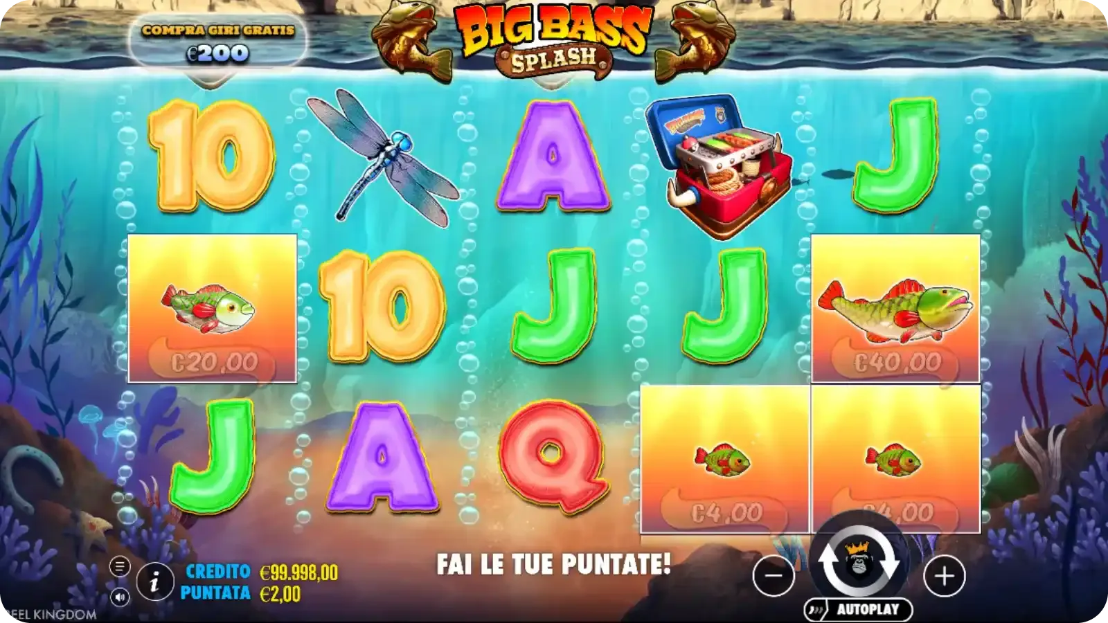Money Fish - pesci con valori monetari nel gioco Big Bass Splash